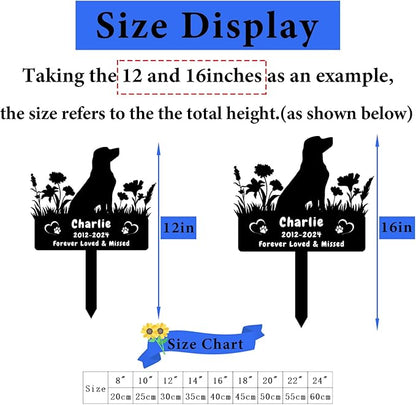 Custom Labrador Dog Memorial Grave Marker,Personalized Dog Memorial Garden Stake,Flora Dog Plaque Burial Stake Engraved Sign,Sympathy Grave Stake for Loss of Dog,Pet Memorial Statue Headstone Labrador