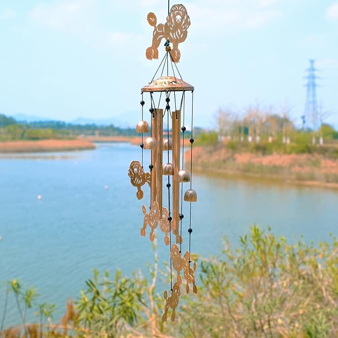 GDNSFIT Poodle Wind Chimes for Outside, Metal Windchimes Outdoors, Poodle Gifts for Women/Men, Memorial/Birthday Gifts, Garden Decor for Outside, Patio or Yard, Durable Chimes for Outdoors
