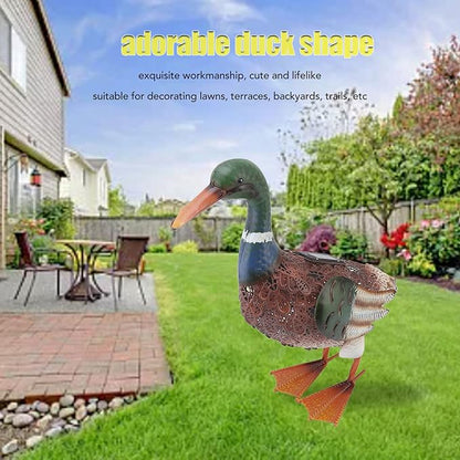 Duck Statue for Garden, Iron Water Proof Animal Decor with Auto Light, Cute Lawn & Patio Decoration for Outdoor (Multiple Colors)