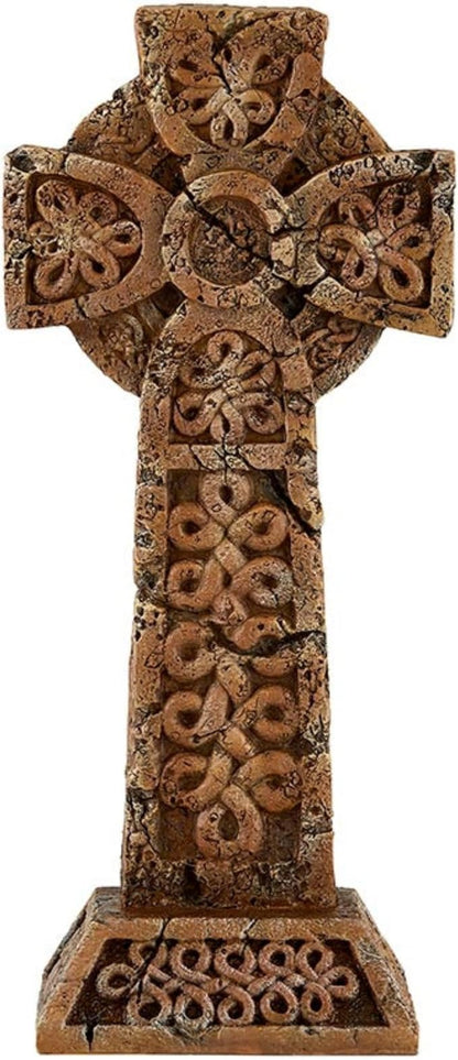 Christian Brand Avalon Gallery Standing Celtic Cross Garden Statue, Stone Resin Indoor Outdoor Décor, 16" Tall x 7" Wide