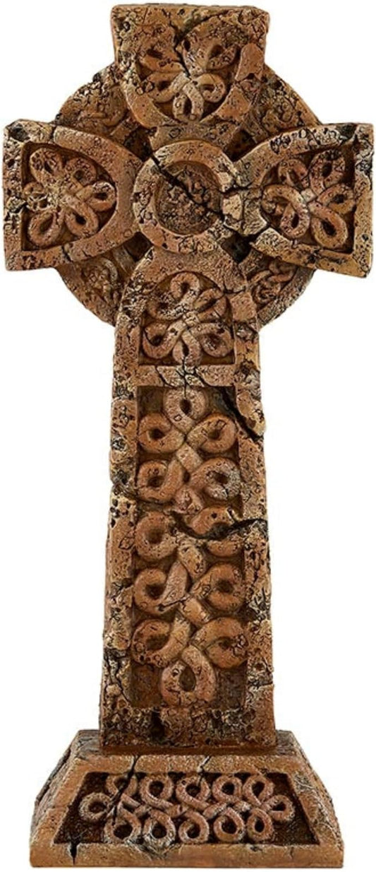 Christian Brand Avalon Gallery Standing Celtic Cross Garden Statue, Stone Resin Indoor Outdoor Décor, 16" Tall x 7" Wide