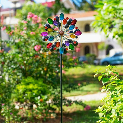 DREAMYSOUL Wind Spinners Outdoor, 360 Degree Rotation Colorful Wind Spinner for Yard and Garden, 4 Layers Metal Kinetic Wind Sculptures & Spinners