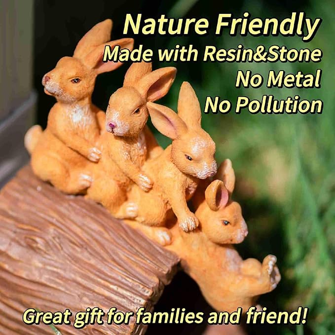 Rain Gutter Downspout Extension, Rabbit Garden Statue Splash Block for 3''x4'' French Drain Pipe, Resin Diverter Extender Guards, Water Catcher Adapter Flexible Drainage, Yard Decoration for Summer.