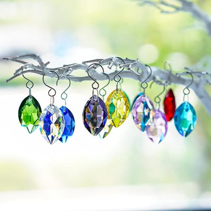 H&D HYALINE & DORA 38mm Multi-Color Feng Shui Faceted Decorating Crystal Horse Eye Prism,Pack of 12