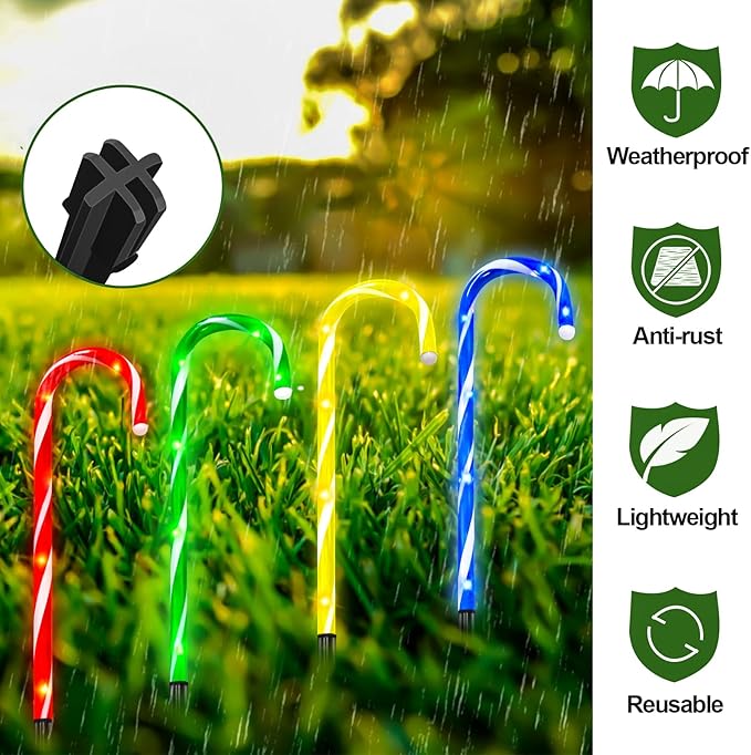 20PCS Replacement Stakes for Christmas Candy Cane Lights Outdoor,Plastic Light Stakes,Used to Maintain Candy Cane Pathway Lights,0.61X9 Inches(Black)