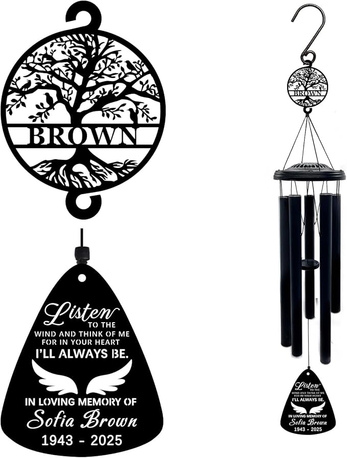 Personalized Sympathy Wind Chimes, 37" Personalized Memorial Wind Chime, Remembrance Wind Chime, Memorial Gifts for Loss of Father,Remembrance Gift for Loss,Loss of Mom Sympathy Gift…