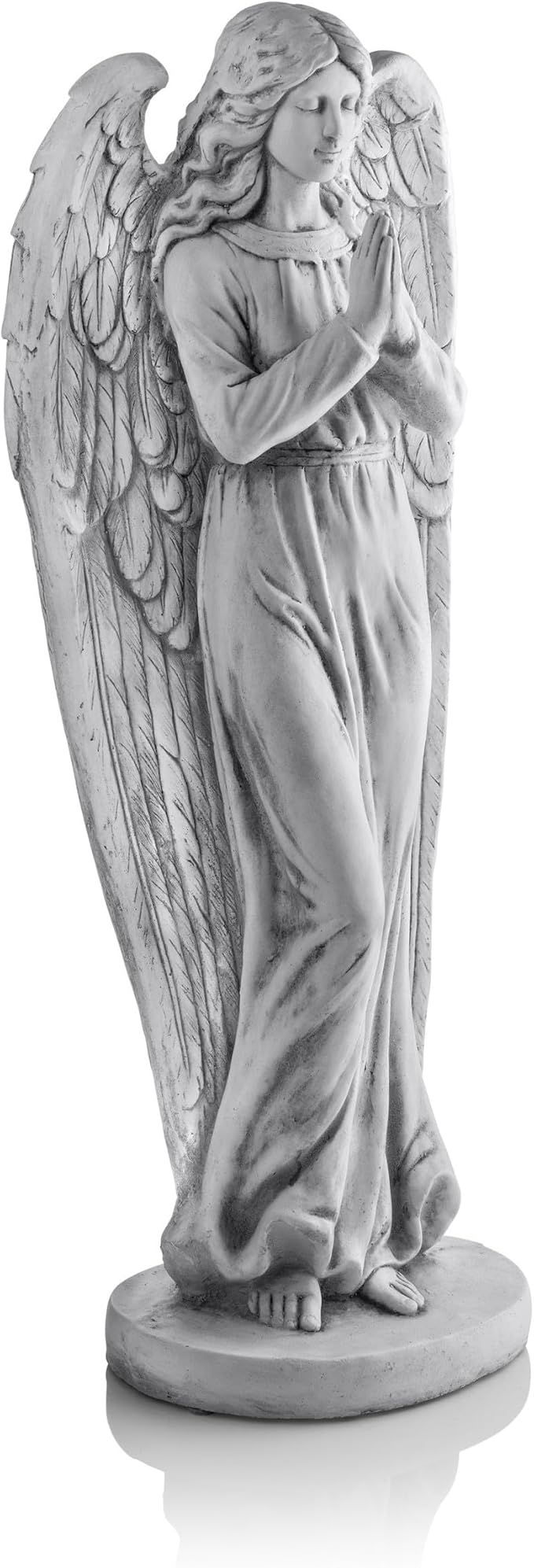 Alpine Corporation 47" Tall Indoor/Outdoor Praying Angel Statue Yard Art Decoration, Light Gray