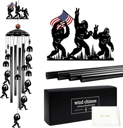 Sasquatch Wind Chime for Outside: Big Foot Gifts for Men Women, Adventure Theme Outdoor Metal Wind Chime, Home Garden Patio Yard Decor
