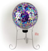 Alpine Corporation 10" Diameter Indoor/Outdoor Glass Mosaic Gazing Globe Yard Decoration, Purple Pearlized Petals Design