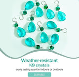 H&D HYALINE & DORA 3Inch Crystal Suncatcher Bauhinia Prisms Pendants 10Pcs Chandelier Crystals Replacement Hanging Sun Catcher Beads for DIY Arts Crafts Decor (Cyan Blue)