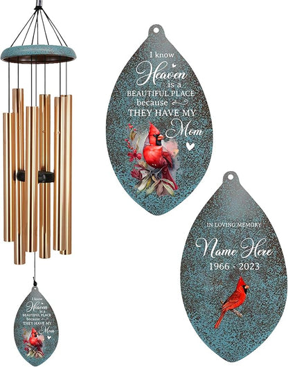 ASTARIN Personalized Name 35" Memorial Wind Chimes for Outside, Metal Sympathy Gifts for Loss of Mother Father Loved One, Bereavement Wind Chime in Memory Gift, Decor Outdoor Garden,Produced in USA