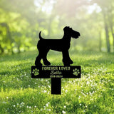 Custom Airedale Terrier Metal Memorial Garden Stake Personalized Pet Grave Marker Name Sign Remembrance Stake Decor Sympathy Dog Loss,Outdoor Statues for Yard Garden Lawn Patio Pathway Grave Gift.