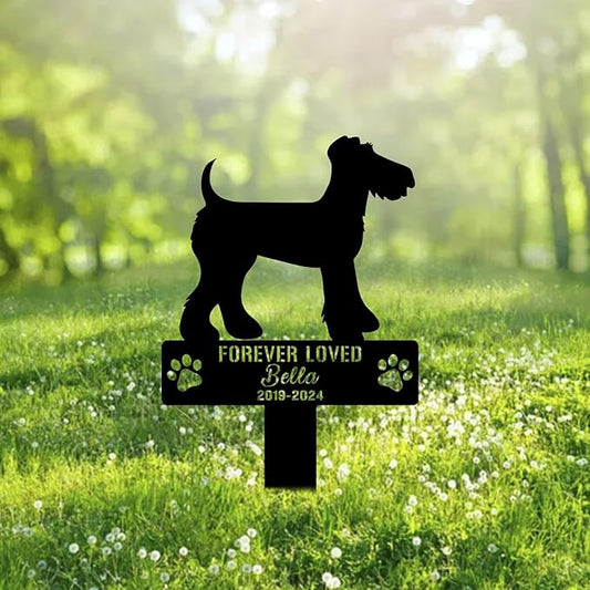 Custom Airedale Terrier Metal Memorial Garden Stake Personalized Pet Grave Marker Name Sign Remembrance Stake Decor Sympathy Dog Loss,Outdoor Statues for Yard Garden Lawn Patio Pathway Grave Gift.