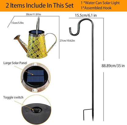 Solar Watering Can Lights, 2 Pack Retro Large Hanging Solar Lights Outdoor Decorative Waterproof Garden Decor for Outside Patio Yard Porch Lawn, Gardening Gifts for Mom Women Grandma Birthday