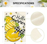 AVOIN colorlife Hello Summer Garden Flag 12x18 Inch Double Sided Outside, Lemon Bee Rustic Seasonal Yard Outdoor Flag