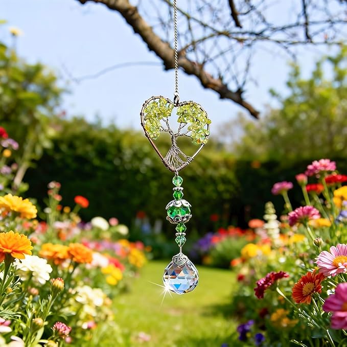 H&D HYALINE & DORA Tree of Life Car Rearview Mirror Hanging Ornament Pendant Accessories Fengshui Suncatcher (Green)