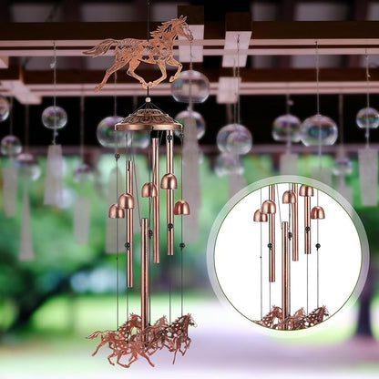 VioraWhite Horses Wind Chimes Outdoor Decorations for Women Men Mom Wife Grandma Birthday Gifts Metal Horses Wind Chimes for Outside Indoors, Lawn, Patio, Home, Porch, Yard Decor, Garden Decor