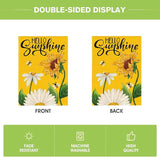 AVOIN colorlife Daisy Sunflower Hello Sunshine Garden Flag 12x18 Inch Double Sided, Summer Seasonal Holiday Burlap Yard Outdoor Decoration Yellow