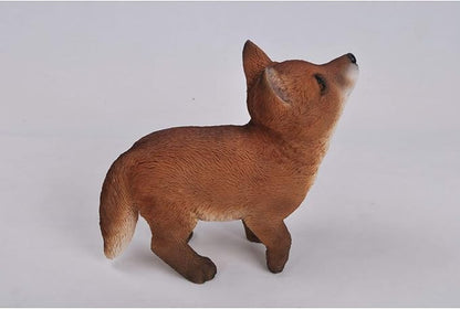 HI-LINE Fox Pup Looking Up Outdoor Garden Statue - 9.5"