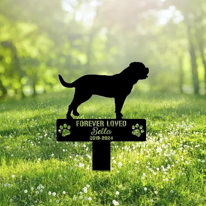 Custom Dogues De Bordeaux Dog Metal Memorial Garden Stake Personalized Pet Grave Marker Name Sign Remembrance Stake Decor Sympathy Dog Loss,Outdoor Statues for Yard Garden Lawn Patio Pathway Grave.