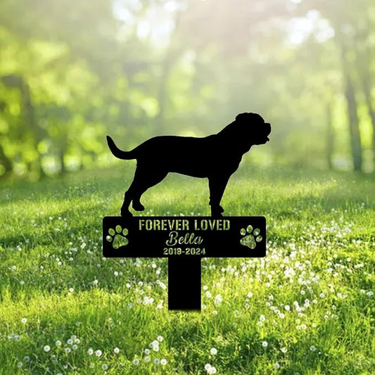 Custom Dogues De Bordeaux Dog Metal Memorial Garden Stake Personalized Pet Grave Marker Name Sign Remembrance Stake Decor Sympathy Dog Loss,Outdoor Statues for Yard Garden Lawn Patio Pathway Grave.