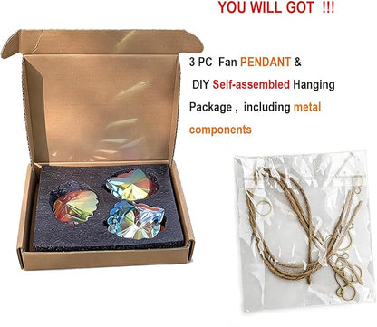 Crystal Prism Pendant DIY Suncatcher, Fan-Shaped Hanging Crystal Prism suncatchers for Window, Car, Garden & Home Décor,