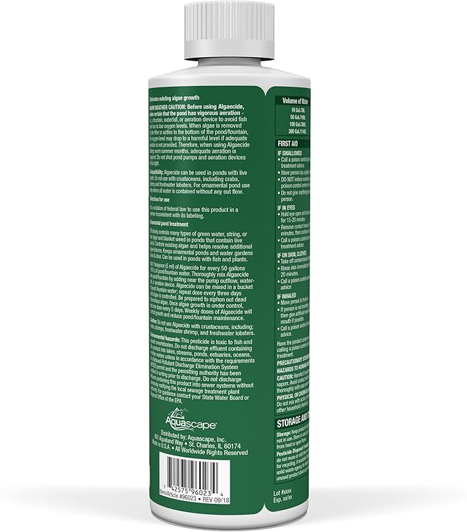 Aqauscape Algaecide for Pond, Waterfall, and Water Features, 16-Ounce, 96023