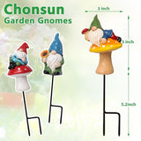 Garden Gnomes Stakes 3 Inch Plant Decorations for Pots Outdoor Statues Gnome Garden Decor 3 Pack Mini Gnomes Decorations
