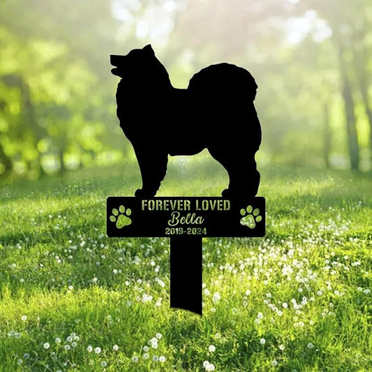 Custom Samoyed Dog Metal Memorial Garden Stake Personalized Pet Grave Marker Name Sign Remembrance Stake Decor Sympathy Dog Loss,Outdoor Statues for Yard Garden Lawn Patio Pathway Grave Ornament.