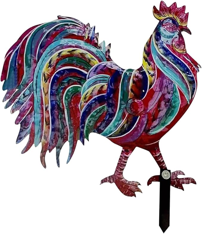 Garden Statues Metal Rooster Decor 12" Tall Indoor Outdoor Metal Rooster Yard Statue Decoration Outdoor Garden Statues Metal Chicken Yard Ornaments Decor