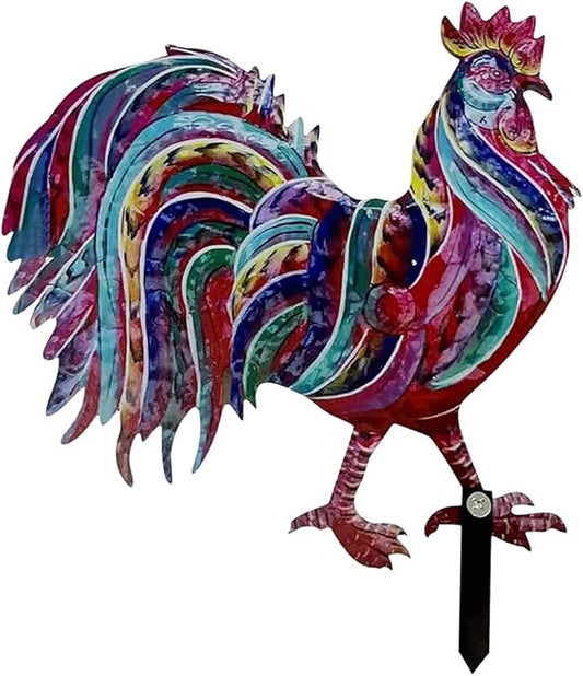 Garden Statues Metal Rooster Decor 12" Tall Indoor Outdoor Metal Rooster Yard Statue Decoration Outdoor Garden Statues Metal Chicken Yard Ornaments Decor