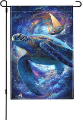 Galaxy Turtles Garden Flag Seasonal Double Sided 12 x 18 Inch Small Yard Flag for Indoor Outdoor Decor Holiday All Seasons