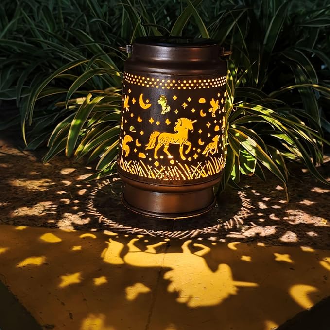 Unicorn Solar Light Outdoor Waterproof Hanging Decoration, Unicorn Metal Solar Decoration LED Lantern Outdoor Garden Decoration, Courtyard, Lawn, Tabletop, Path, Landscaping (Unicorn)