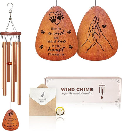 Personalized Pet Memorial Wind Chime - Custom Sympathy Gift for Loss of Dog or Cat, Engraved Outdoor Remembrance Wind Chime for Garden, Patio