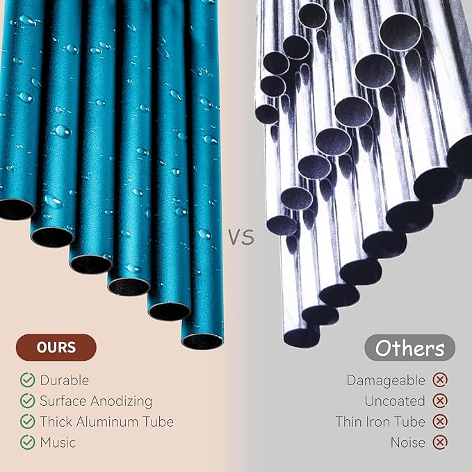 37-Inch Coastal Ombre Blue Wind Chime, Hand-Tuned Deep Tone for Beach House, Patio & Nautical Garden Decor, Unique Housewarming Gift