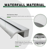 Waterfall Spillway, Stainless Steel Pool Fountain w/Top Open Lip & Pipe Connector Kits for Outdoor/Indoor Decorative, 35.4'' Pool Water Feature for Garden Patio, Backyard Koi Pond Decor