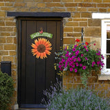 Welcome Sign Metal Hanging Sunflower Signs for Front Door Porch Wall - Rustic Decorative Door Hanger Indoor Outdoor Spring Decoration Wreath Decor (D)