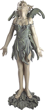 Design Toscano Facing the Wind Fairy Woman Outdoor Garden Statue, 12 inches wide, 27 inches tall, Cast Stone Resin, Two Tone Stone Finish