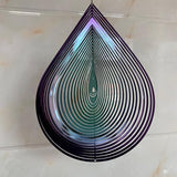 Wind Spinner Garden Indoor Outdoor Decor 3D Stainless Steel Metal Hanging Decorations, Water Droplets Shape Wind Sculptures & Spinners 12inch(Green&Purple),Gifts for Women Mom Dad Friend