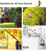 Kingsyard 2 Pack Heavy Duty Deck Hook, 27"-39" Adjustable Metal Deck Railing Hooks for Hanging Bird Feeders, Planters, Suet Baskets, Lanterns, Wind Chimes, Clamp Mounted