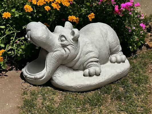 Concrete Tropical Hippo Statue Outdoor Garden Art