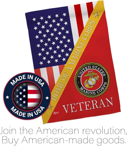 Home of Marine Corps Garden House Flag - Kit Armed Forces USMC Semper Fi United State American Military Veteran Retire Official - Decoration Banner Small Yard Gift Double-Sided Made in USA 28 X 40
