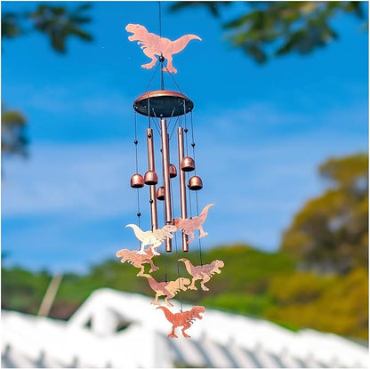Dinosaur Wind Chimes Outdoor Dinosaur Gifts for Women Men Mom Gardening Birthday Gifts Metal Memorial WindChimes for Outside/Indoors, Lawn, Patio, Yard Art, Garden Decor, Yard Decorations
