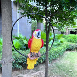 Parrot Bird Perched Statue Hanging Ring for Garden and Home Decor - Parrot Dimensions 9.8" High