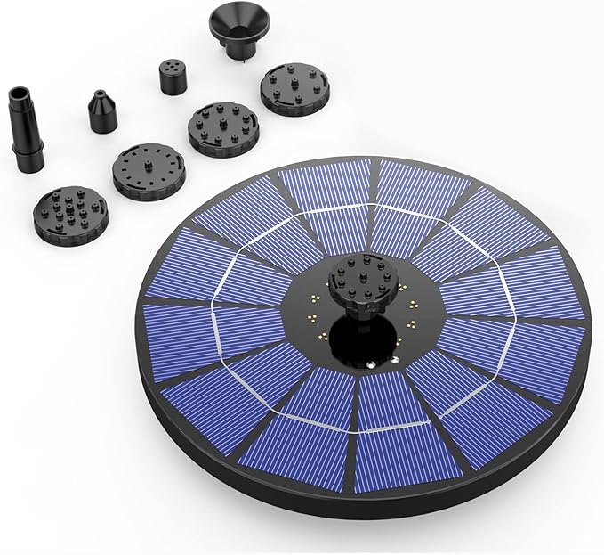 AISITIN Solar Fountain with 3.5 W Solar Panel, Solar Fountain for Bird Bath 1500 mAh Battery - 6 Effects for Pool, Fish Pond, Bird Bath, Garden