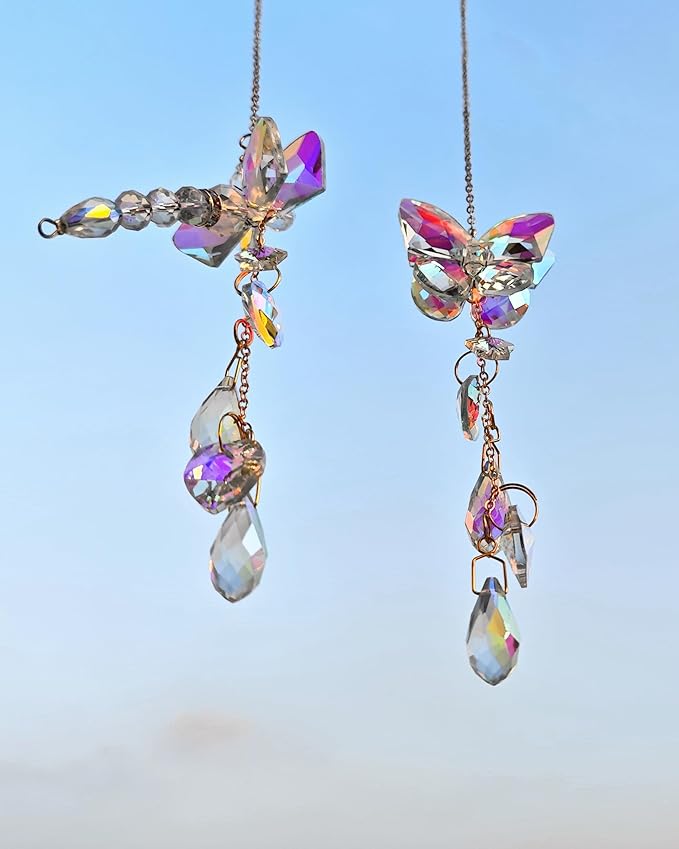 Crystal Butterfly Suncatcher Indoor Hanging for Windows Prism Sunlight Rainbow Maker Sun Catchers Sparkling Decor
