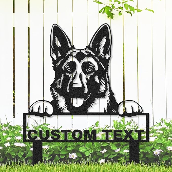 Personalized German Shepherd Garden Sign Yard Decorations | Customized Custom Dog House Decor Garden Name Sign Yard Stake Metal Lawn Art, Address Plaque Outdoor Gardening Gift for Dog Lover