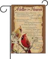 Dyrenson Memorial Cardinal A Letter From Heaven Decorative Garden Flag, Vintage Red Birds Dogwood Flower Cemetery Yard Outside Home Decoration, Retro Burlap Outdoor Small Decor Double Sided 12 x 18