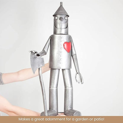 Bits and Pieces - 30.5” Tall Tin Woodsman with a Heart Garden Statue - Yard Decorations - Outdoor Sculptures - Garden Decor - Tin Man Yard Art