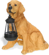 Baquler Garden Dog Statues Outdoor Decor, Resin Solar Lights Outdoor Statue Led Garden Decorations Windproof Lamp Lawn Ornaments Front Yard Decorations Outdoor for Porch Home Patio(Golden Retriever)